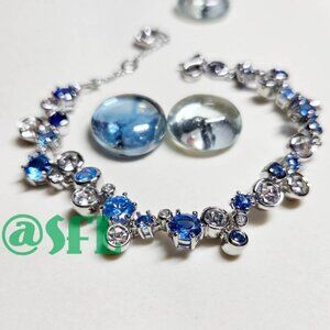 Authentic Swarovski Mixed Cuts Constella Bracelet Shades Of Blue Clear Crystals